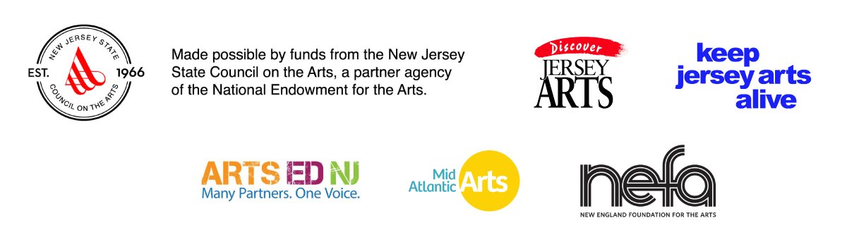 Logo Bank: New Jersey Council on the Arts, Discover Jersey Arts, Keep Jersey Arts Alive, ArtsEdNJ, Mid Atlantic Arts Foundation, New England Foundation on the Arts