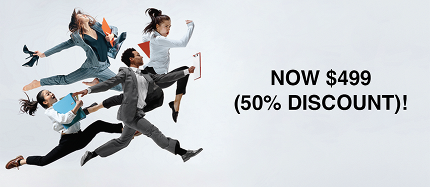 dancers leaping towards a discount