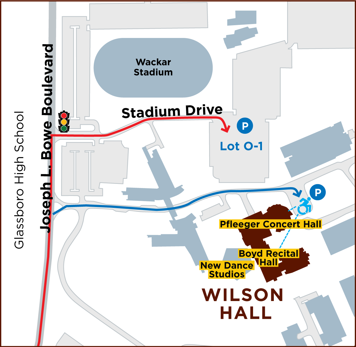 Directional Map to Wilson Hall